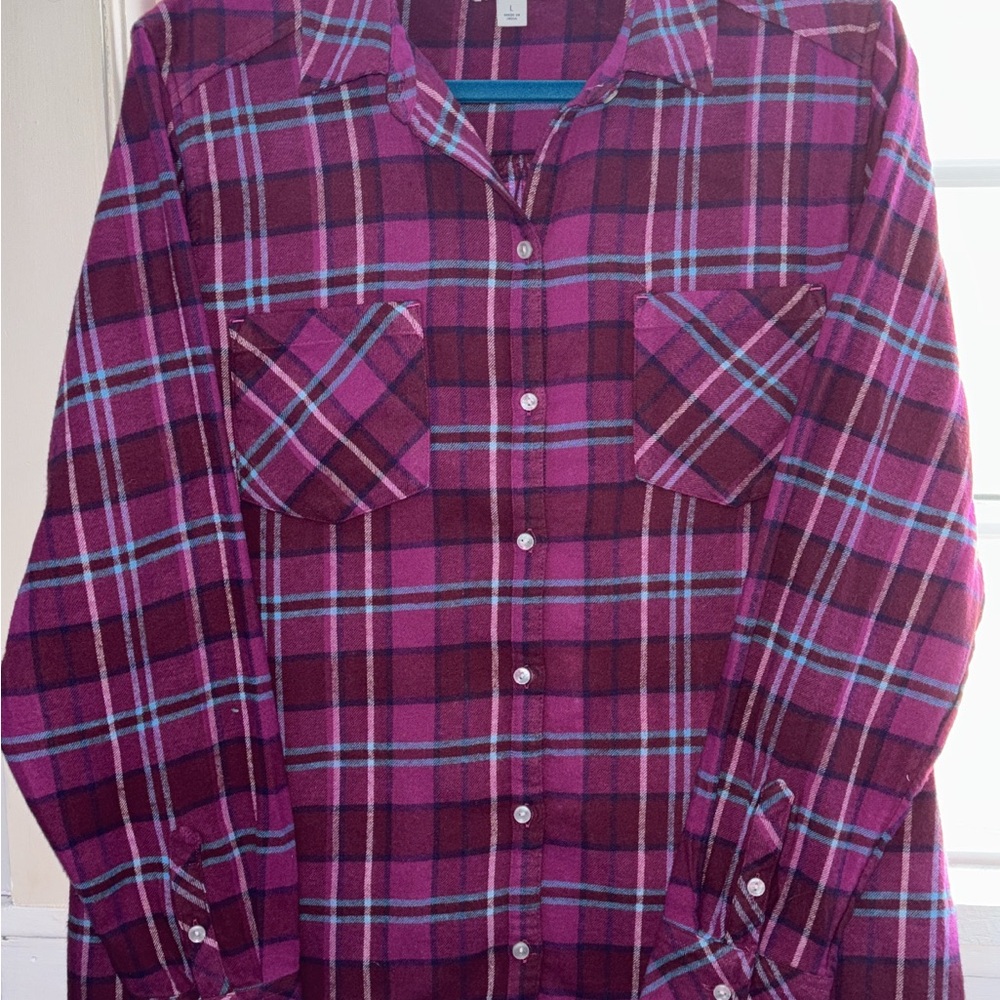Casual cozy flannel button down shirt